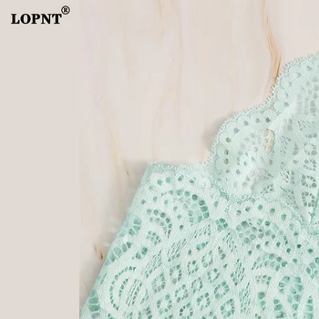 LOPNT 2020 Novo pajama nastavite modra Seksi Perilo Cvetlični Čipke Bralette+Saten Hlače sleepwear Pomlad žensk obleko camisole modrc set