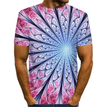 Zabavno 3D Strele majica s kratkimi rokavi Moški Ženske Poletje Moda Kratek rokav Harajuku Streatwear Geometrijske Psihedelični 3D Tiskanih Tshirt