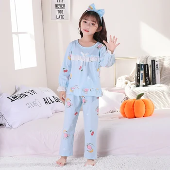 Otrok Sleepwear Otroška Oblačila Obleko teen princesa Dolg Rokav Bombaž Pijamas Dekleta Pajama Določa Otroci Risanka Pižame za Dekle