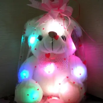 23 CM 12 sekund snemanje pisane sijaj plišastih otroška igrača blazino LED, ki je napolnjena plišastih živali srčkan nosi Božično darilo dekle
