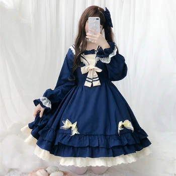 Japonski šoli slog sweet lolita obleko letnik čipke bowknot visoko pasu viktorijanski obleko kawaii dekle gothic lolita op loli cos