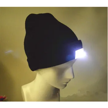 Modna Unisex Zimske 5-LED Luč Žaromet, Pletene Skp Toplo Beanie Klobuk Flash Svetlobe Lov Kape Kampiranje Klobuki Za Moške In Ženske