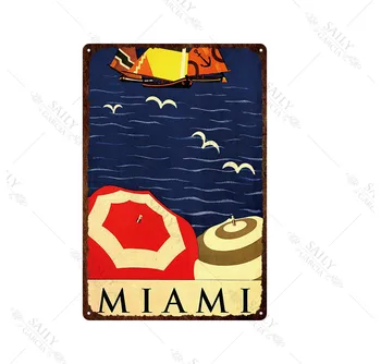 Retro Mesta Florida Tin Prijavite Kovinske Plošče, Iz Železa Krajine Plakat Potovanja Steno, Bar, Restavracija, Domače Umetnostne Obrti Dekor Zanikrni Chic