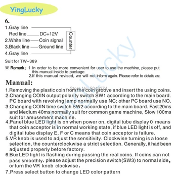 Yinglucky Kovanec za vstavljanje posamičnih LED Barva Menjava Žarnice Dekoracija Plošče Kovanec Selektor，za avtomat Arkadna Kabinet TW-389