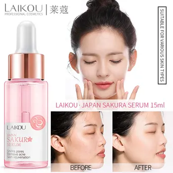 LAIKOU Sakura Facial Serum Hialuronska kislina Vlažilne Vitamina C Bistvo Neguje Kožo, Krči Pore, Odstrani Akne Nega Obraza