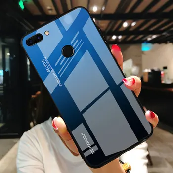 Za Huawei P Smart 2018 Primeru Luksuznih Gradient Kaljeno Steklo Odbijača Shockproof Primeru Telefon Za Huawei P Smart 2019 Funda Coque