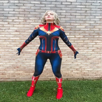 Nova 3D Ženske, Dekleta Filmski Različici Captain Marvel Carol Danvers Cosplay Kostum Zentai Superheroj Obleka, Obleka Jumpsuits