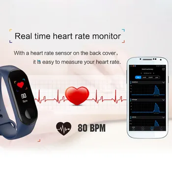 M3 Smart Band Fitnes Tracker Pametna Zapestnica Srčnega Utripa Ure Nepremočljiva Šport Manšeta Za Moške, Ženske Smartband