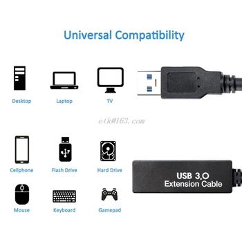 5m/10m/15m USB 3.0 Podaljšek Signala, Ojačanje Podatkov Line ZDA/EU Vtič Napajalnika za Windows XP/Vista/7/OS Sistemi
