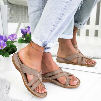 Ženske Sandali Rimski Slog Poletne Sandale Za Leto 2020 Flip Flops Plus Velikost 36-43 Ravno Sandali Plaži Poletje Zapatos Mujer Priložnostne Čevlji