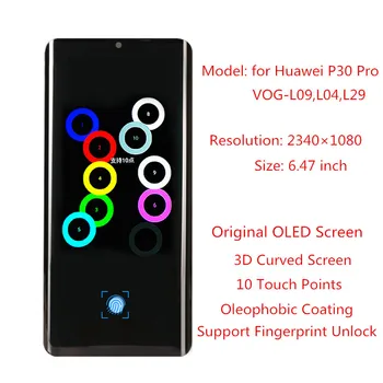 LCD za Huawei P30 Pro Original OLED LCD-Zaslon z Okvirjem Prstnih 10 Točk dotika Zaslona Zamenjava za P30 P 30 Pro LCD