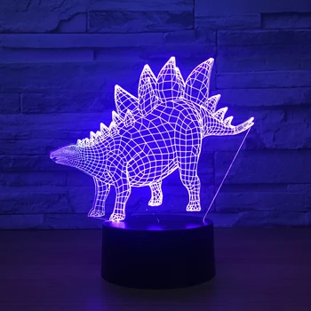 Stegosaurus 3D Dinozaver Lučka 3D Nočna Baterijo, USB Dvojno Napajanje Dotik LED Pisane Akril Ustvarjalno Darilo Vidne Svetlobe