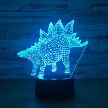 Stegosaurus 3D Dinozaver Lučka 3D Nočna Baterijo, USB Dvojno Napajanje Dotik LED Pisane Akril Ustvarjalno Darilo Vidne Svetlobe