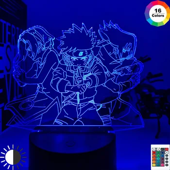 Naruto Svetilke 3d Noč Svetlobe za Otroke Anime Svetilko z USB Sakura Sasuke Slika Domov Darilo za Otroke Otrok Fantje Nočna