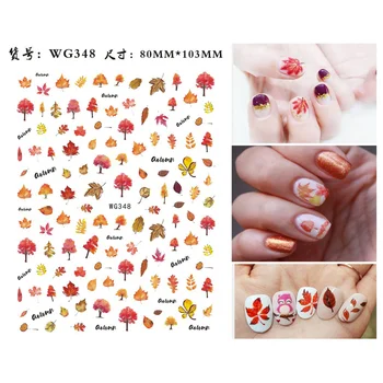 (WG342-WG352)10pcs pisane rastlinskih listov nail art nalepke jeseni maple leaf nail art orodja za popravilo nail art okras set