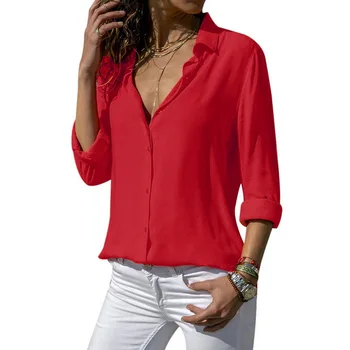 JODIMITTY Ženske Vrhovi Bluze 2020 Jeseni Dolgo Sleeve Solid Proti-Vrat Šifon Bluzo Žensko Delo, ki Nosijo Majice Plus Velikost