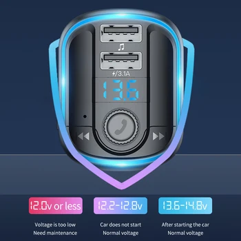 Avto FM Oddajnik za Brezžični Bluetooth Stereo Dvojno USB U Disk TF Card Reader MP3 Predvajalnik Avdio Modra Svetloba Bliskavice avtomobilski Polnilnik