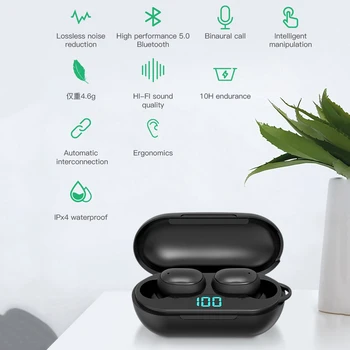 H6 Bluetooth Slušalke 5.0 Brezžični Šport Nepremočljiva Headsset Sweatproof Stereo Hrupa Preklic Slušalke LED Zaslon za Xiaomi