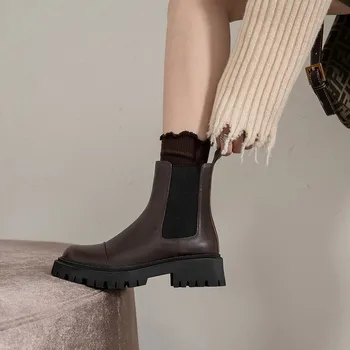 FEDONAS Gumijasti Škornji Za Ženske do leta 2020 Jesen Zima Najnovejši Močen Pete, Čevlji Ženska Petah Klasičen Ženski Delovni Osnovne Gleženj Škornji