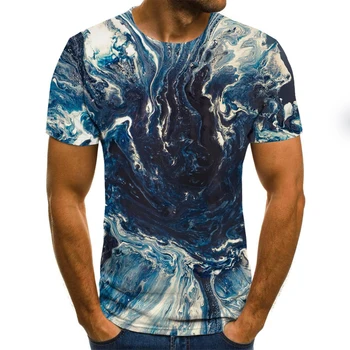 Najnovejše 3D printing ink risanje vzorec kratka sleeved poletje priložnostne srajco tee moda krog vratu T-shirt moški
