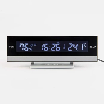 Velik LCD Zaslon Namizja Dremež Budilka z Nazaj svetlobe, Temperature, Vlažnosti Elektronski ali Baterije Delujejo Domu Dekorativni