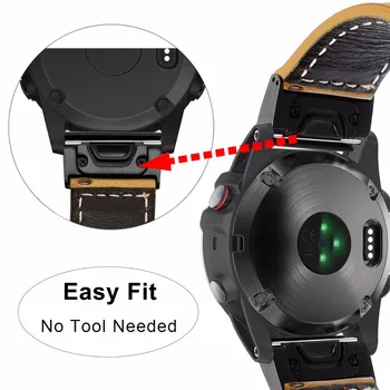 Enostavno Fit Pravega Usnja Watchband za Garmin Fenix 5X / 3 / 3 HR Hitro Sprostitev Trak 316L Zaponko iz Nerjavečega Jekla Pasu