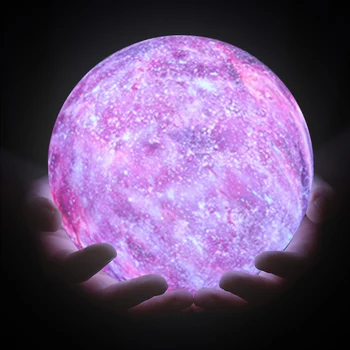 16 Barv 3D Tiskanje Luna Lučka Galaxy Moon Light Otroci Noč Svetlobe 15 cm Spremembe Dotik Daljinski upravljalnik Galaxy Svetlobe galaxy lučka