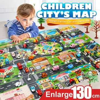 Zabavno Rush Zemljevid Otroci Igrajo Mat Mesta, Ceste, Stavbe, Parkirišče Zemljevid Igre Sceno Zemljevid Izobraževalne Igrače Za Otroke