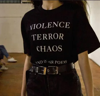 Nasilje, Teror, Kaos in Druge Pesmi Ponudbe Unisex T srajce Harajuku Moda Poletje Bombaž Ulica Slog majica s kratkimi rokavi Ženske Obleke