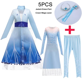 2021 Snow Queen 2 Otroci Obleke Za Dekleta otroška Oblačila Cartton Večer Stranka Princesa Obleke Kostum 3-12 Let