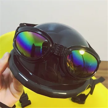 Novo Slavno Kek Pes Čelade za Motorna kolesa s sončna Očala Kul ABS Moda Ljubljenčka Psa Klobuk Čelada Plastična Pet Zaščito Osvobodi Skp