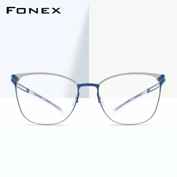FONEX B Titanium Očala Okvir Moških Kvadratnih Kratkovidnost Optični Recept Očala 2020 Antiskid Silikonski Brezvijačno Očala 8527