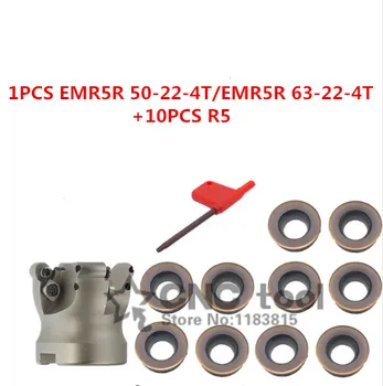 Novo 1PCS EMR5R 50-22-4T/EMR5R 63-22-4T in 10pcs R5 vstavite obraz mlin za mletje rezalnik cnc rezkanje orodje za krog vložki