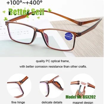 Modra Svetloba Blokiranje Očala Magnetni Obravnavi Očala Prenosni Visi Vratu Obravnavi Očala Moški Ženske Očala +1.0 +4.0 BSX202