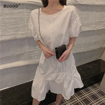 RUGOD Novo Rokav gube poletje obleko 2019 svoboden slim O vratu poletnih oblačil za ženske korejska različica priložnostne obleko