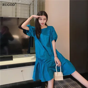 RUGOD Novo Rokav gube poletje obleko 2019 svoboden slim O vratu poletnih oblačil za ženske korejska različica priložnostne obleko