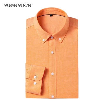 YUBANYUXIN blagovne znamke moških jeseni bombaž majica Oxford barva long sleeve majica Mehko, koži prijazno in enostavno nego športna majica