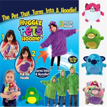 Srečni Otroci, Domače živali Hoodie Odejo Hoodie Nappers otroška Majica Pet Oblikovan Modni pulover s kapuco Runo Pozimi Za Otroke