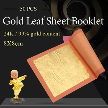 24K Užitni Gold Leaf 8x8cm 2 *25 KOS/Knjižica, Zlata Folija za Torto Dekoracijo Masko Umetnosti Obrti Užitni G