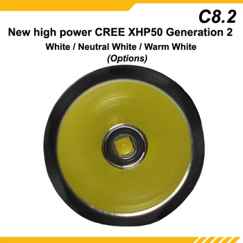 Novo KDLITKER C8.2 Cree XHP50.2 Bela / Nevtralna bela / Topla Bela 2600 Lumnov 5-Mode LED Svetilka - Črna ( 1x18650 )