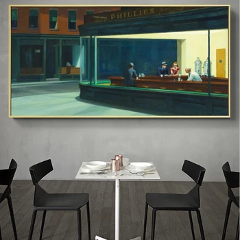 Slavni slika Nighthawks, ki Jih Edward Hopper Platno, Slikarstvo, Umetnost Plakatov in Fotografij Wall Art Slike za Dnevni Sobi Doma Dekor