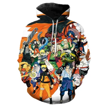 Naruto Hoodie Anime Cosplay Kostum Sweatshirts 3D Tiskanih Sasuke Kakashi Prevelik Pulover Moški Ženske Modni Priložnostne Hoodies