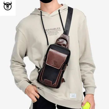 Visoka Kakovost Pravega Usnja, Blagovno Znamko, Design Mens Messenger Bag Potovanja Ramenski Modni Moški Crossbody Vrečko Zadrga Prsih Pack Vrečke