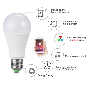 Foxanon Smart Bluetooth 4.0 RGB LED Lučka KTV Stranka Dekor Počitnice Žarnica Svetlobo E27 85-265V 15W 20W APP Zvočni Nadzor Domačo Razsvetljavo