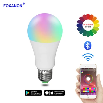 Foxanon Smart Bluetooth 4.0 RGB LED Lučka KTV Stranka Dekor Počitnice Žarnica Svetlobo E27 85-265V 15W 20W APP Zvočni Nadzor Domačo Razsvetljavo
