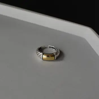Japonska različica 925 sterling srebrni prstan barvno ločevanje spirala odpiranje prilagoditev 18k pozlačeni retro osebnost serije