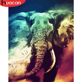 HUACAN Olje, Barvanje S Številko Slon DIY Ročno Poslikane Živali, Akril Na Platno, Slike Wall Art Darilo Doma Dekoracijo