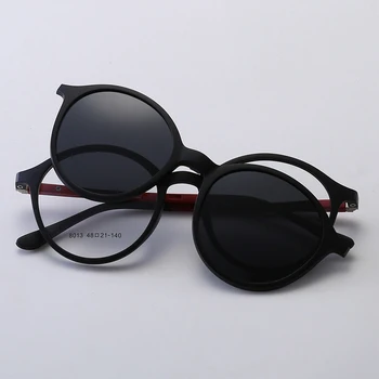 2 V 1 TR90 Magnet Posnetek Na Očal Okvir Moški Ženske Polarizirana Okrogla sončna Očala, Optično Kratkovidnost Recept Očala blagovne Znamke Okvir