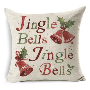 Božič Jingle Bells Vzorec Bombaž Perilo Vrgel Blazino Blazine Pokrov Avtomobila Domači Kavč Dekorativne Prevleke