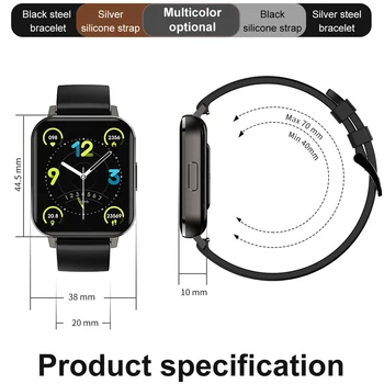 Pametno Gledati Moške IP68 Vodotesen 1.78 palčni Zaslon Krvni Tlak Smartwatch Ženske EKG Monitor Srčnega utripa, Fitnes Tracker Ure